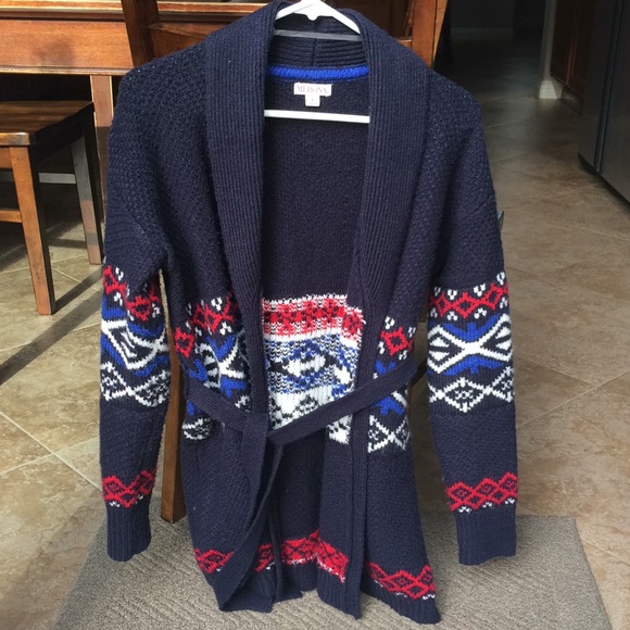 Vintage Style Navy & Red Retro Boyfriend Cardigan - Picture 4 of 6
